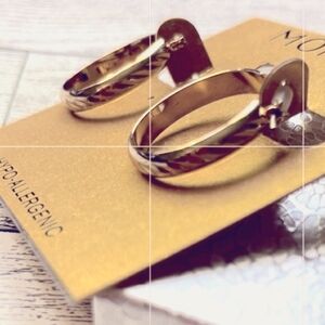 Monet Golden Small Hoop Earrings Hypoallergenic